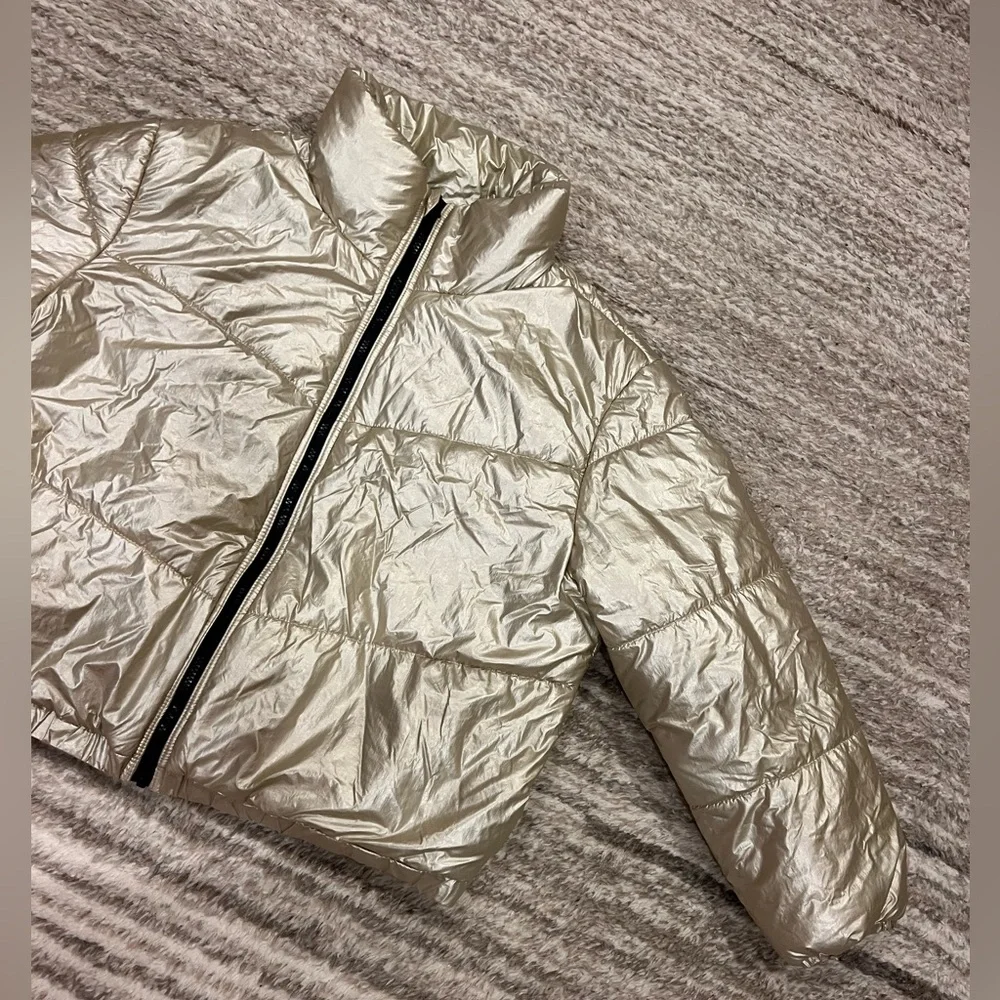wild fable Metallic Cream Puffer Jacket